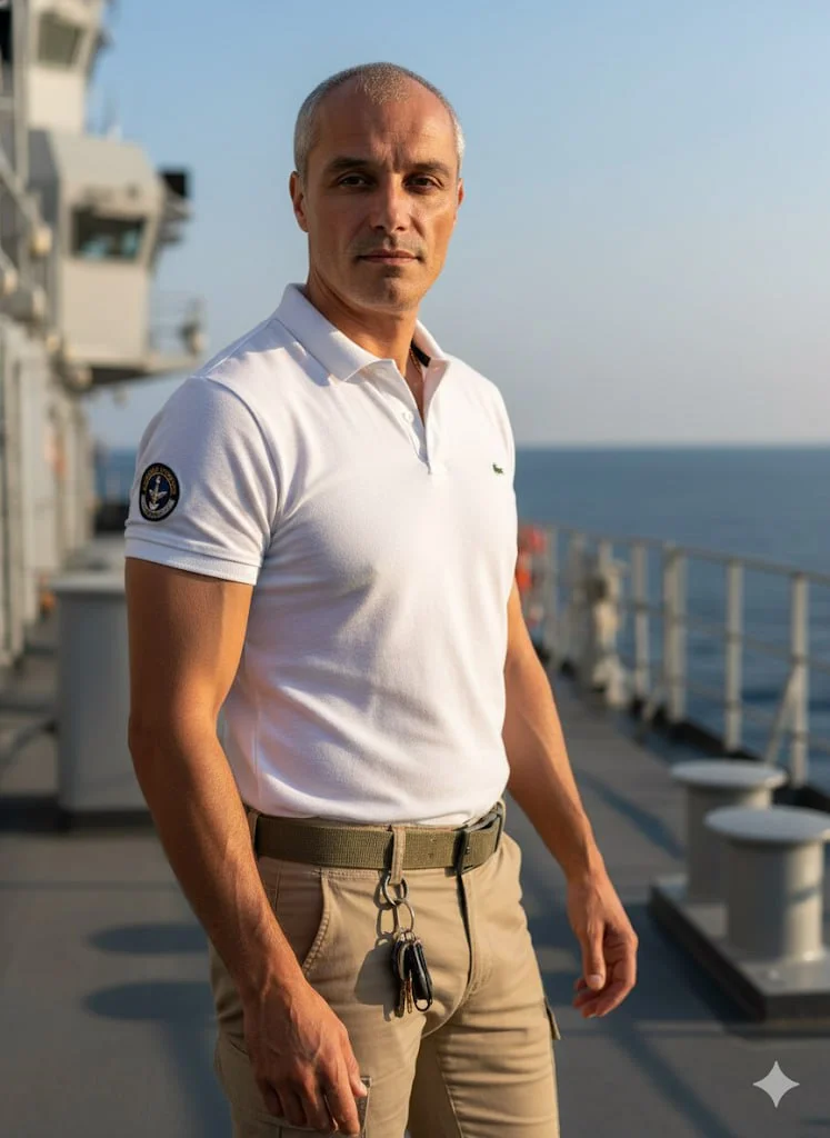 ИИ-фотосессия — Офицер на палубе