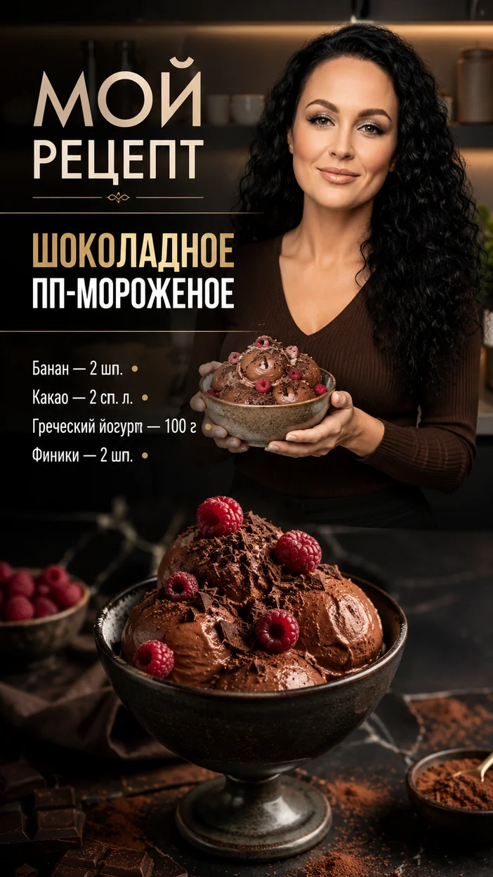 Фотосессия в тёмной кухне с шоколадным мороженым