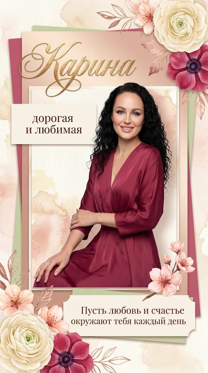 «Карина» именная открытка