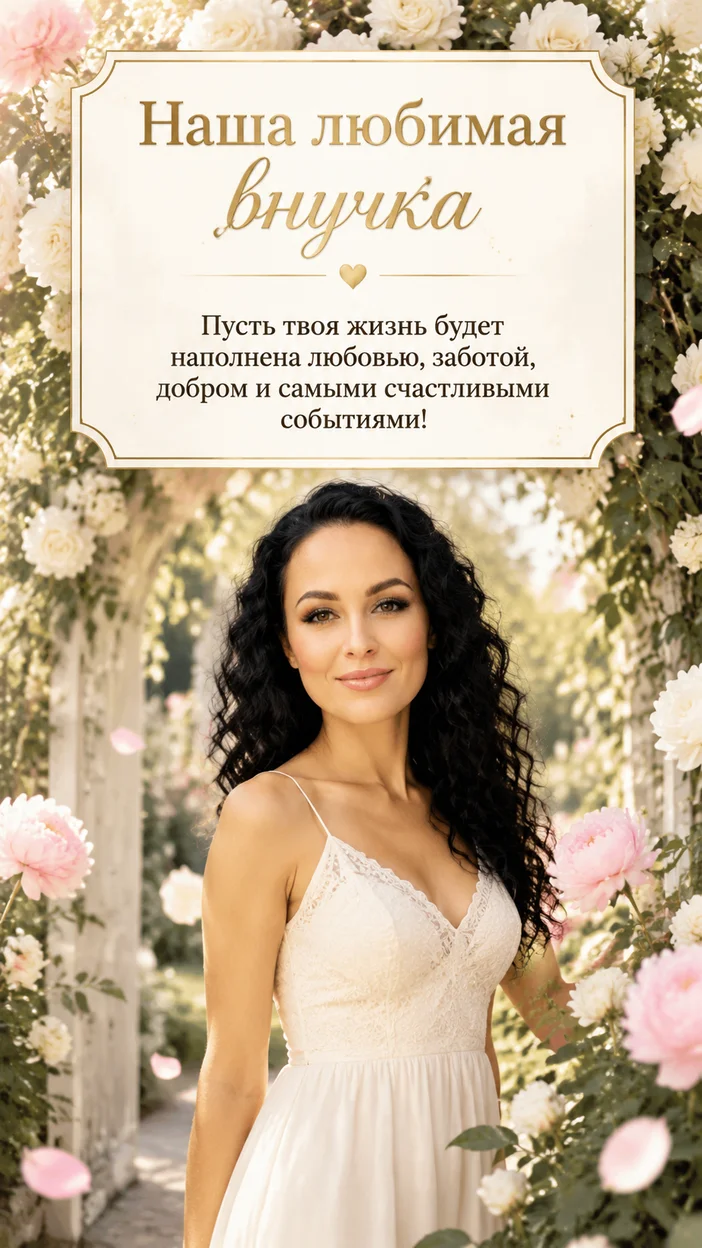 Семейная открытка для внучки
