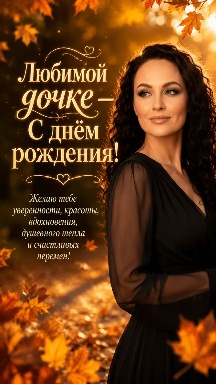 Фотооткрытка дочери с поздравлением "Любимой дочке — С днём рождения!"