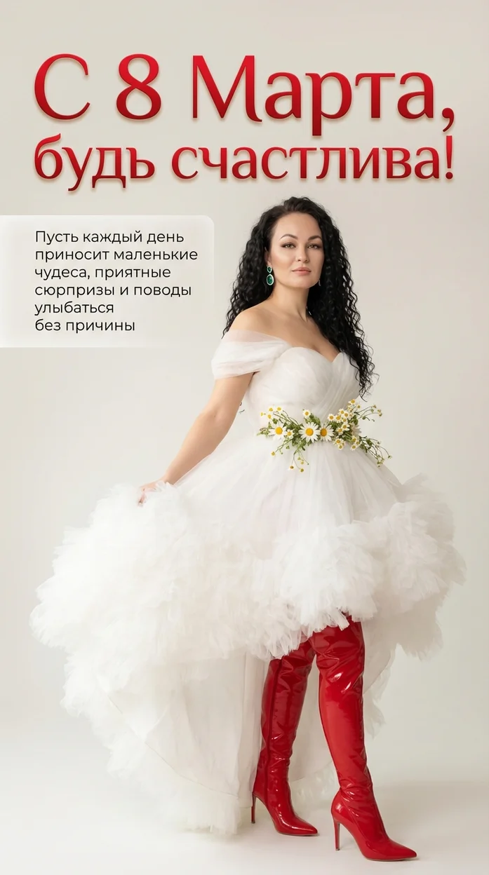 С 8 Марта, будь счастлива! Открытка с вашим фото 
