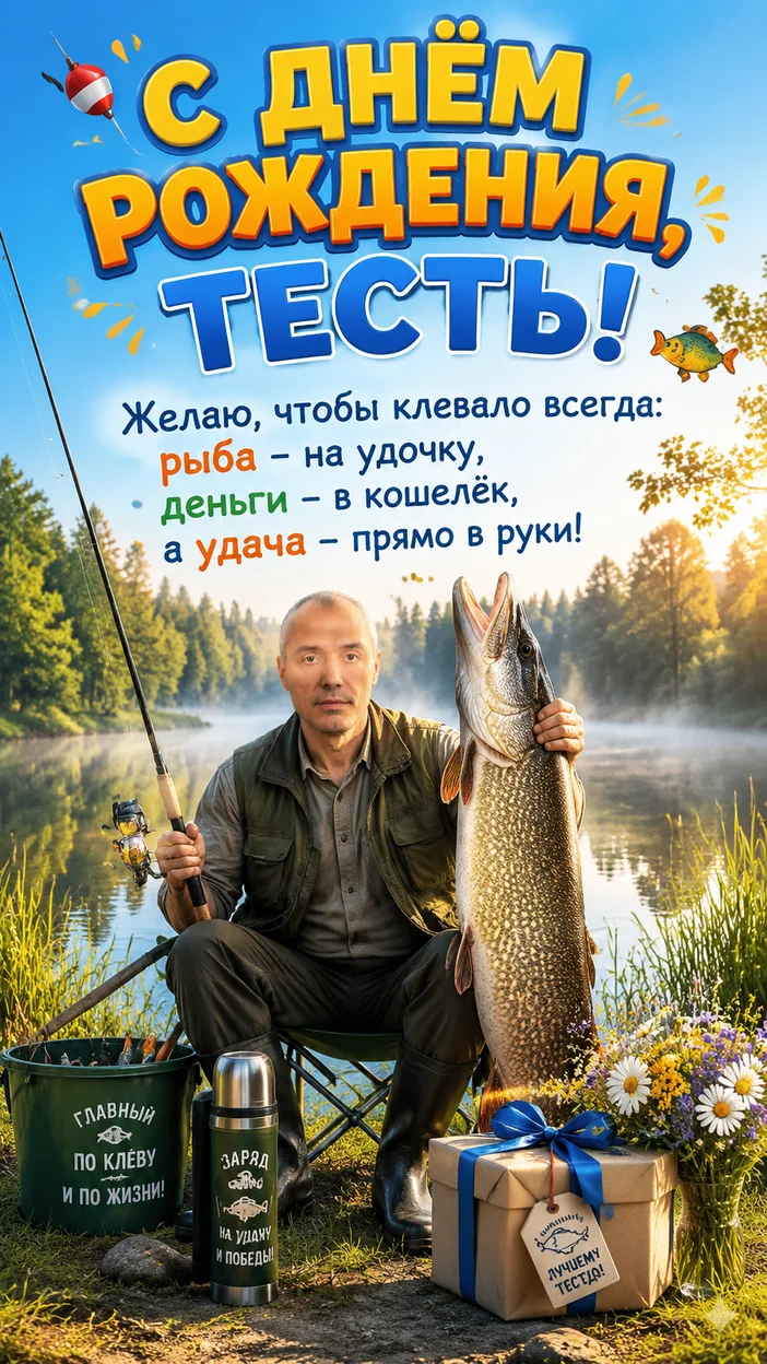 Фотосессия тестя на рыбалке