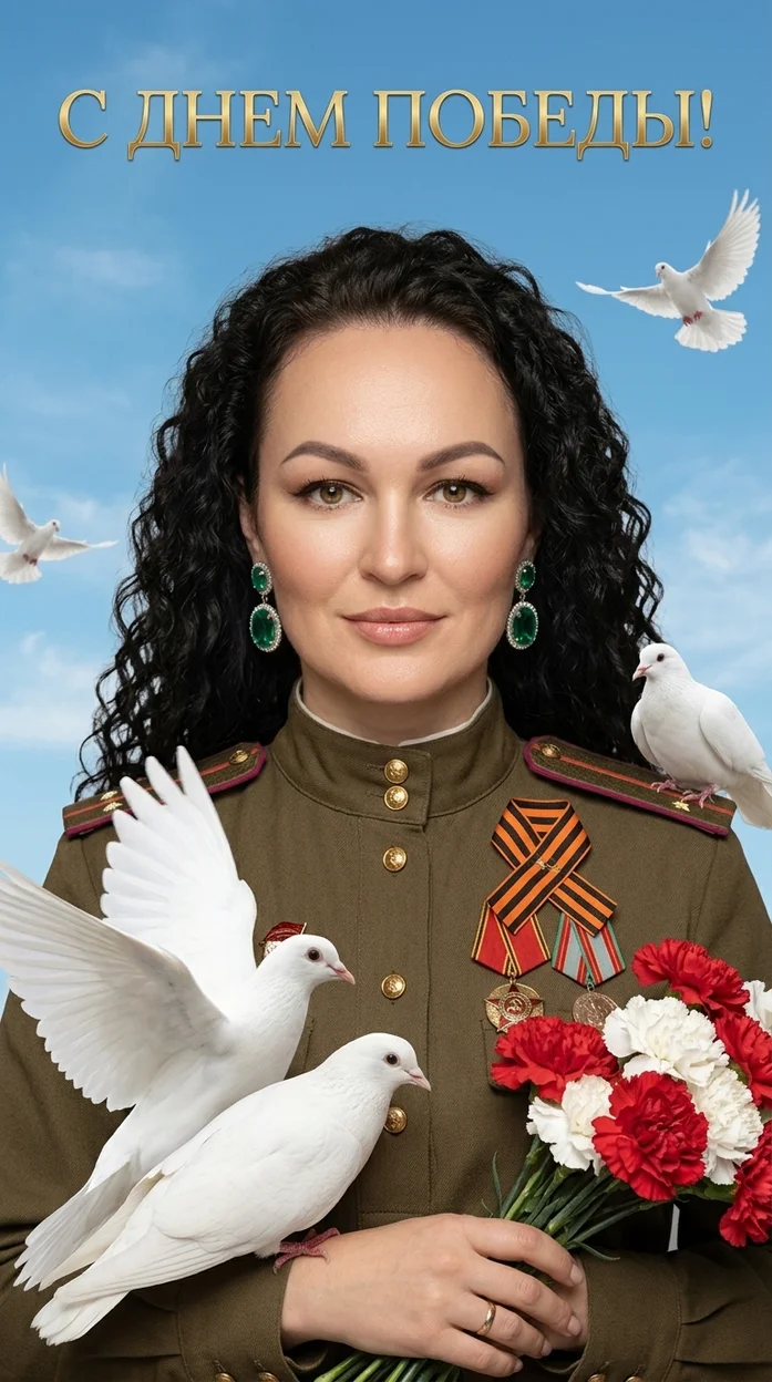 Портрет в стиле ретро-праздничной открытки ко Дню Победы
