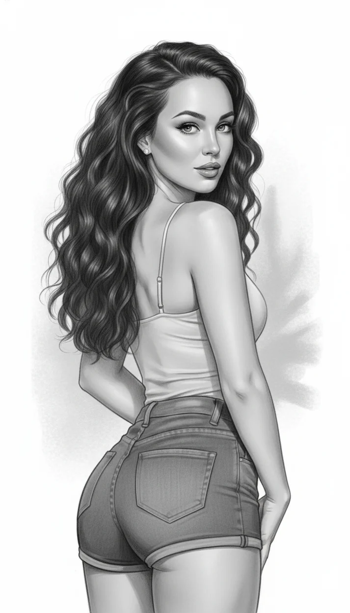 Гламурный портрет со спины в карандашной технике  