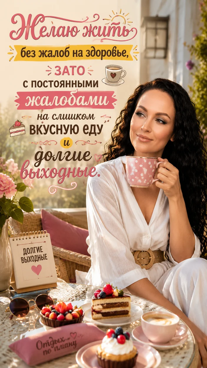 Фотооткрытка для всех с пожеланием "Желаю жить без жалоб на здоровье"
