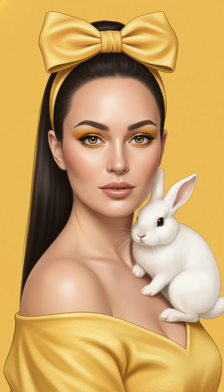 Жёлтый гламур с бантом и кроликом