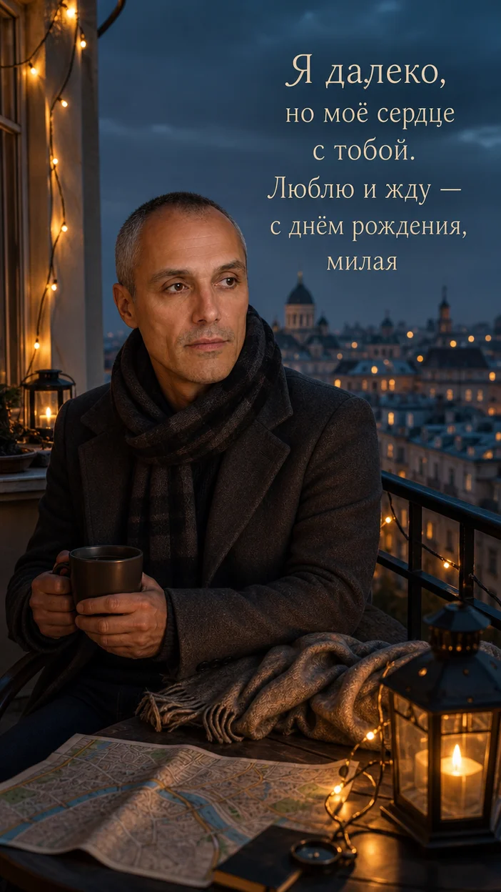 Фотосессия 'Ты далеко от меня, но я тебя люблю' на балконе с видом города