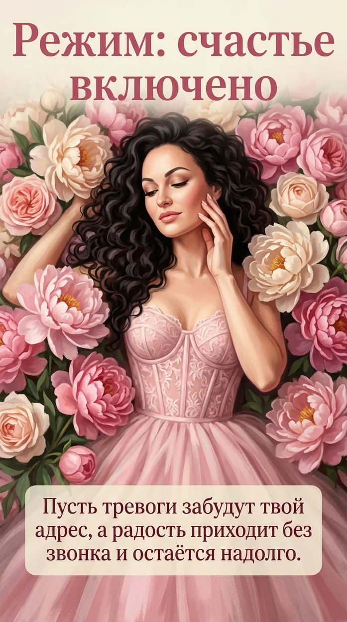 Открытка с вашим фото - Режим: счастье включено 