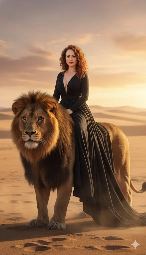 Царица пустыни на льве