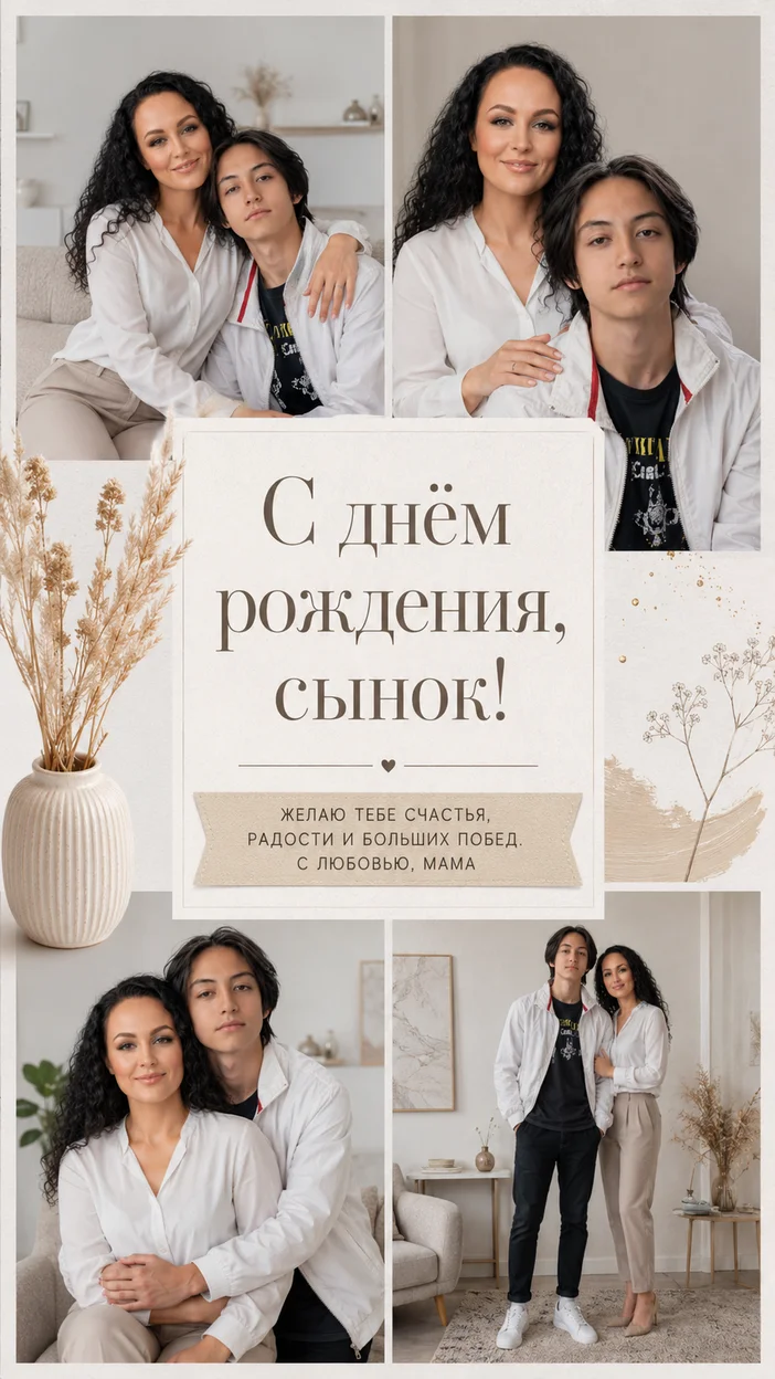 Фотооткрытка для сына с текстом "С днём рождения, сынок!"