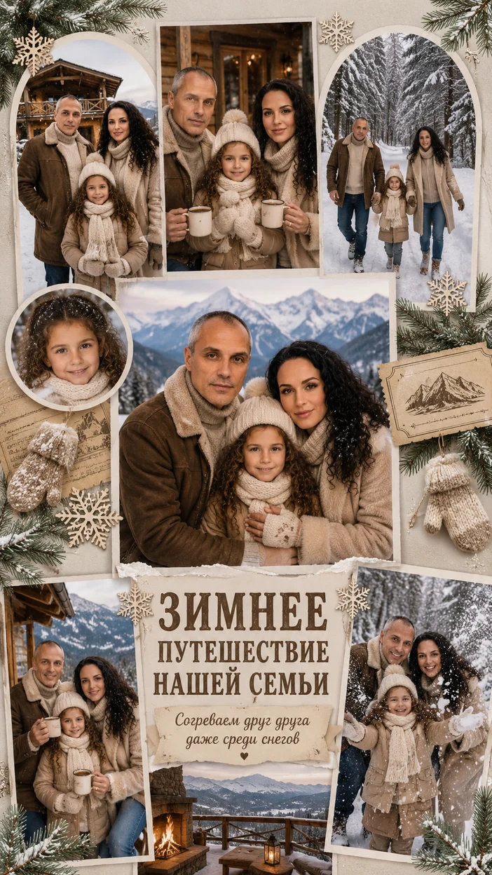 Фотосессия семьи в зимнем альбоме