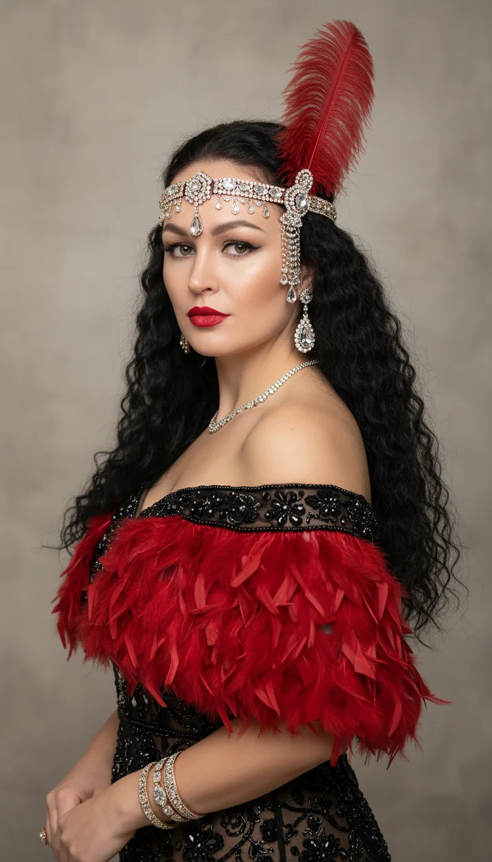 Роскошный гламурный портрет женщины в стиле art deco