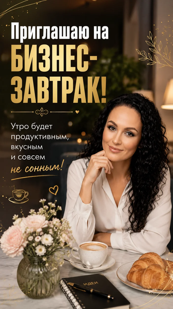 Фотооткрытка — элегантный бизнес-завтрак