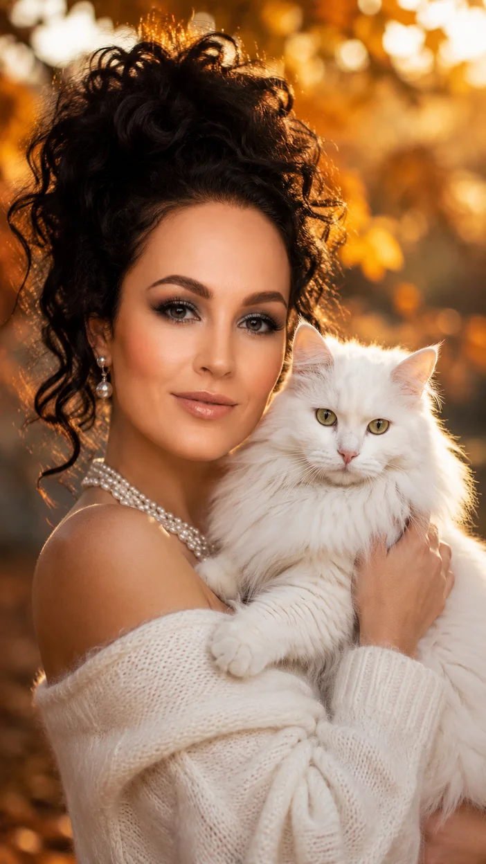 Фотосессия осенний люкс‑портрет с  кошкой
