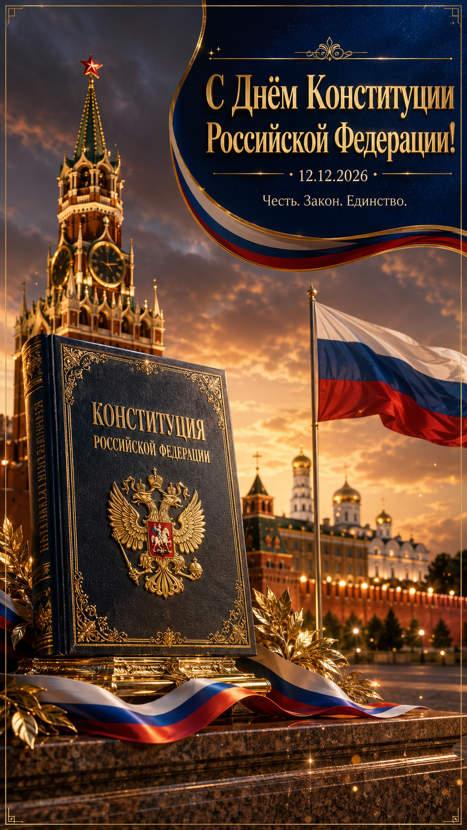 День Конституции Российской Федерации — 12.12.2026 — торжественная официальная открытка