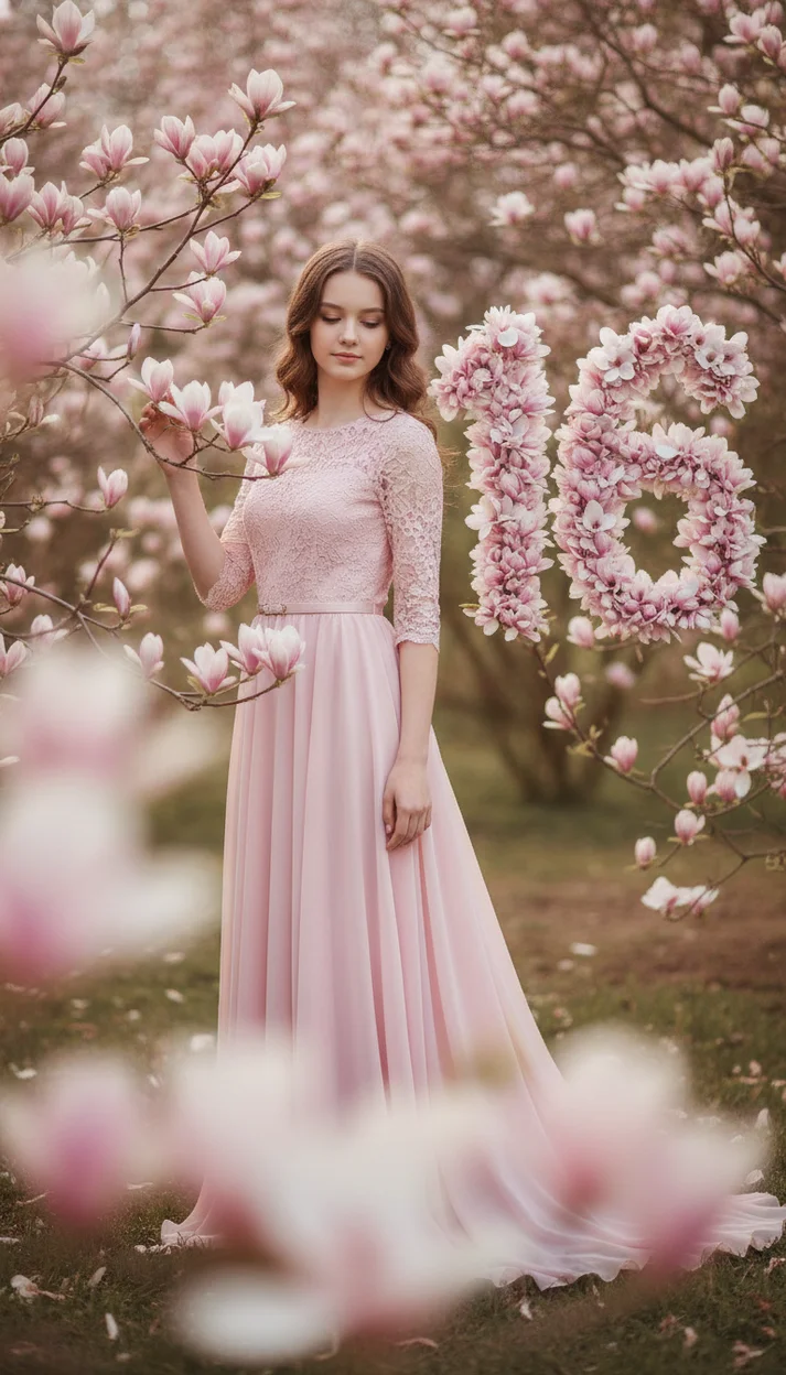  Фотосессия на 16 лет среди цветущих магнолий