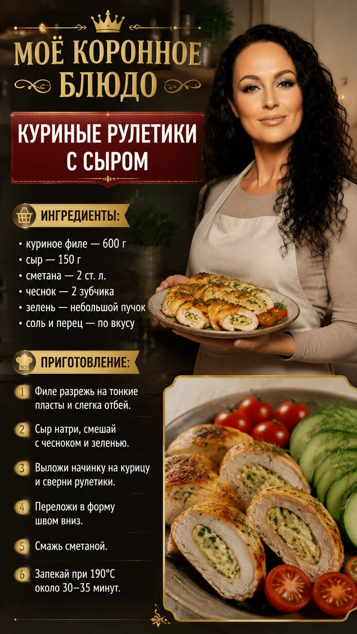 Фотосессия куриных рулетиков с сыром