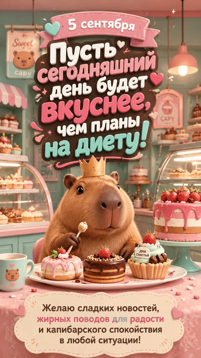 Фотосессия капибары в кондитерской