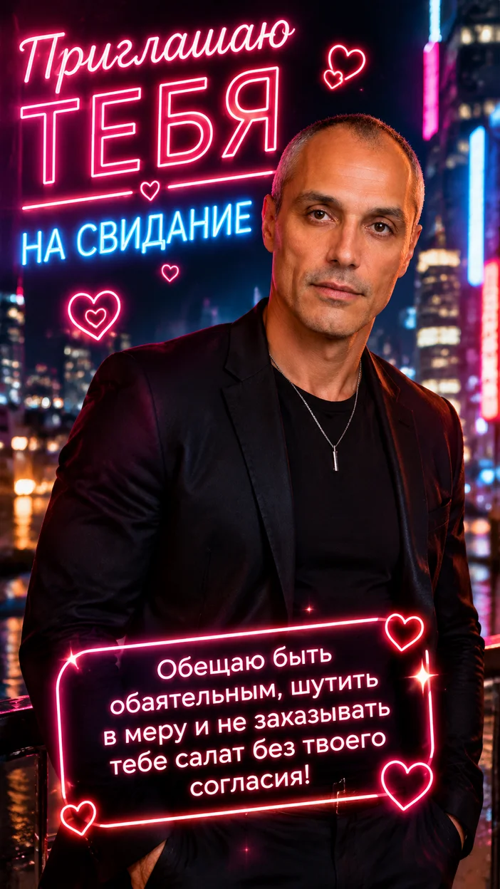 Фотооткрытка неоновое свидание
