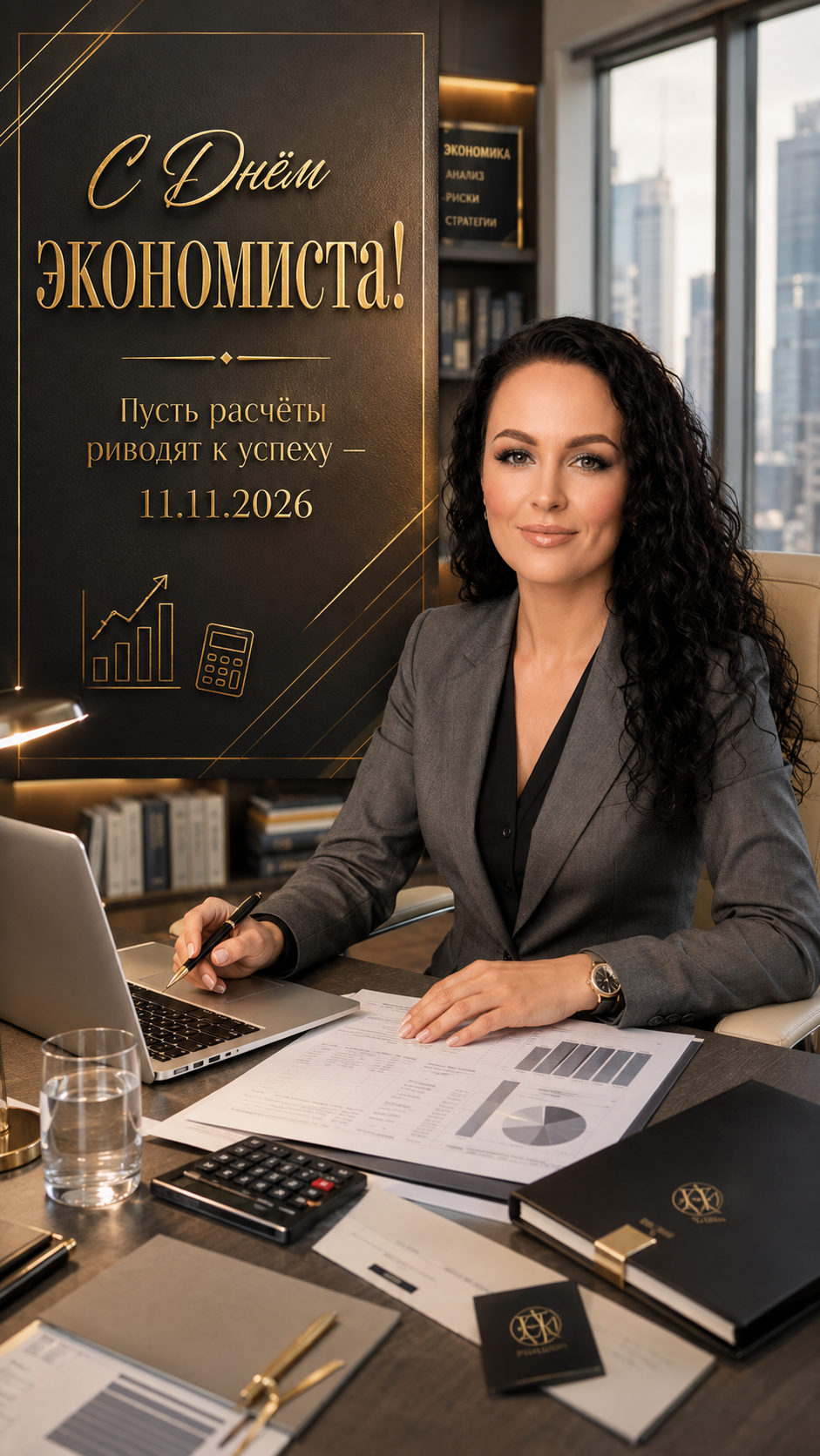 День экономиста — 11.11.2026 — элегантная деловая открытка