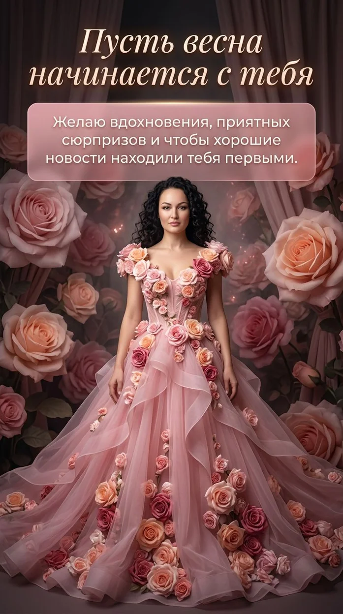 Пусть весна начинается с тебя - Открытка с вашим фото 