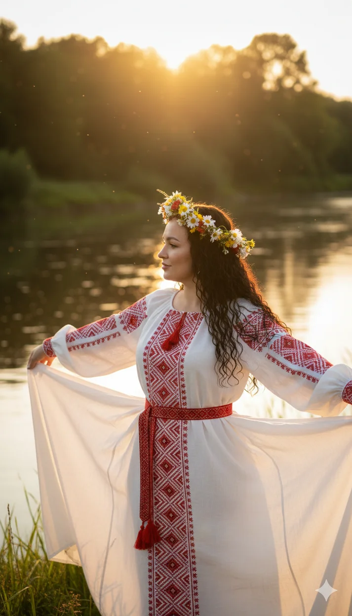 ИИ-фотосессия — Славянка у реки
