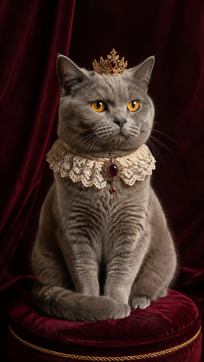 Фотосессия кошки в королевском портрете