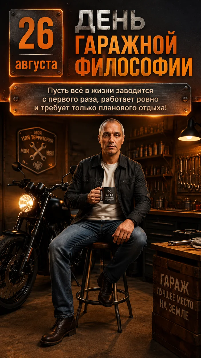 Фотосессия мужчины в джинсах и куртке в гараже
