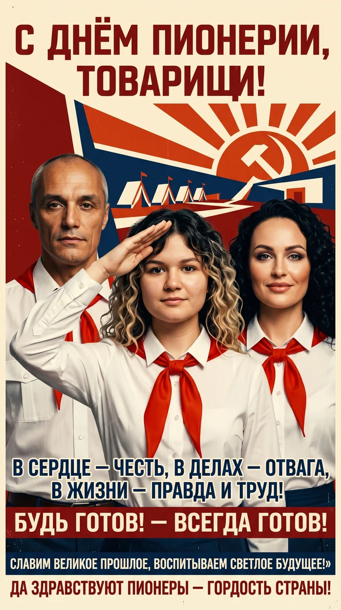 Советский плакат ко Дню пионерии