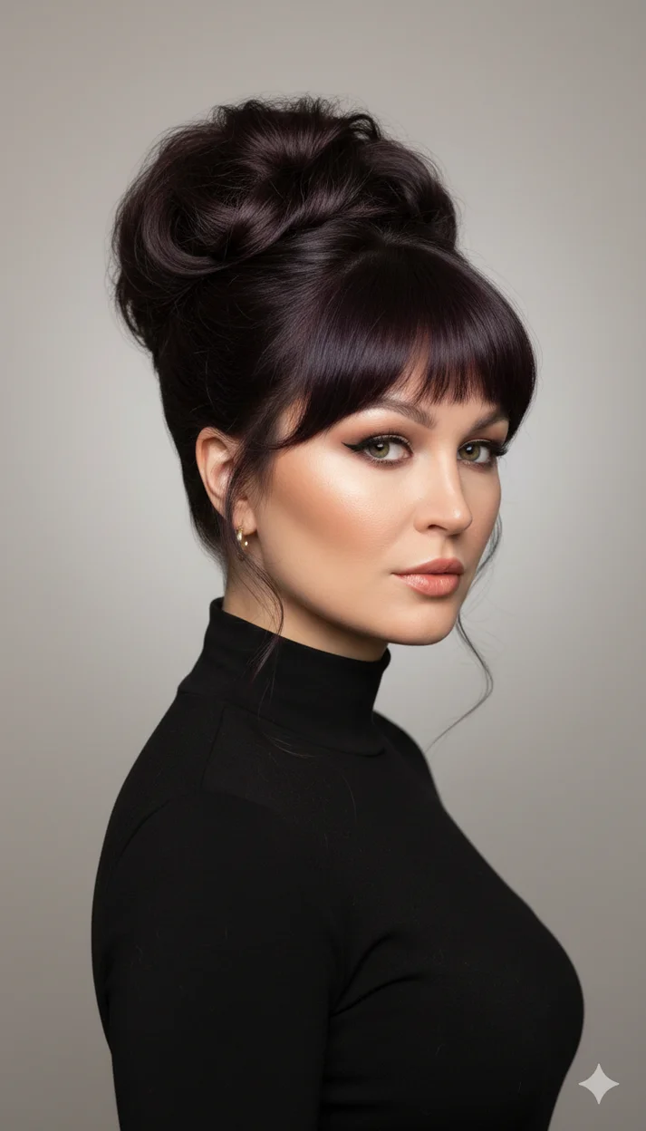 Высокий объёмный пучок с мягкой чёлкой