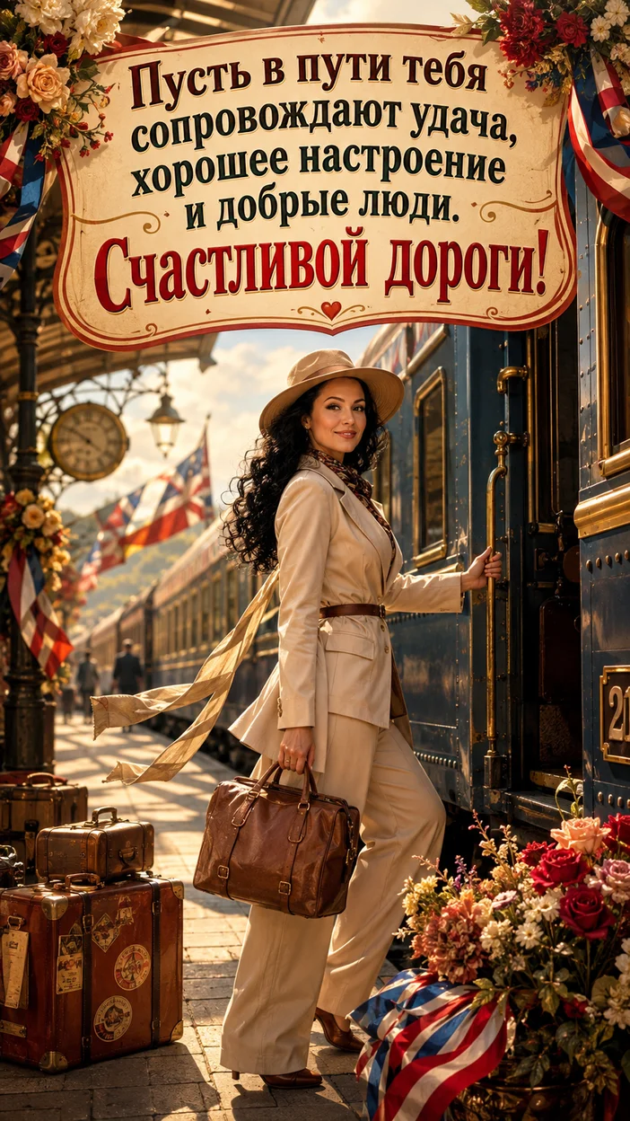 Фотооткрытка для друга с текстом "Счастливой дороги!"