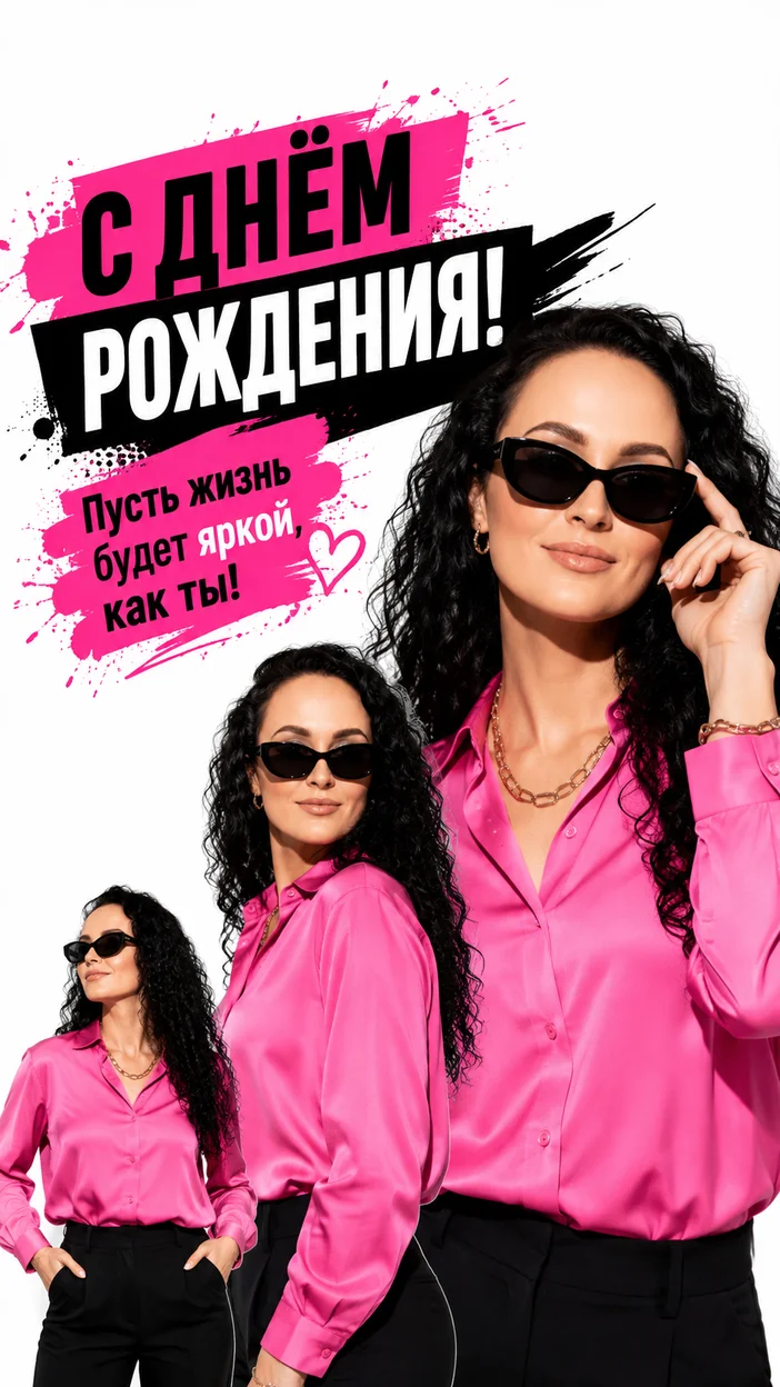 Фотооткрытка для неё с текстом "С днём рождения!"