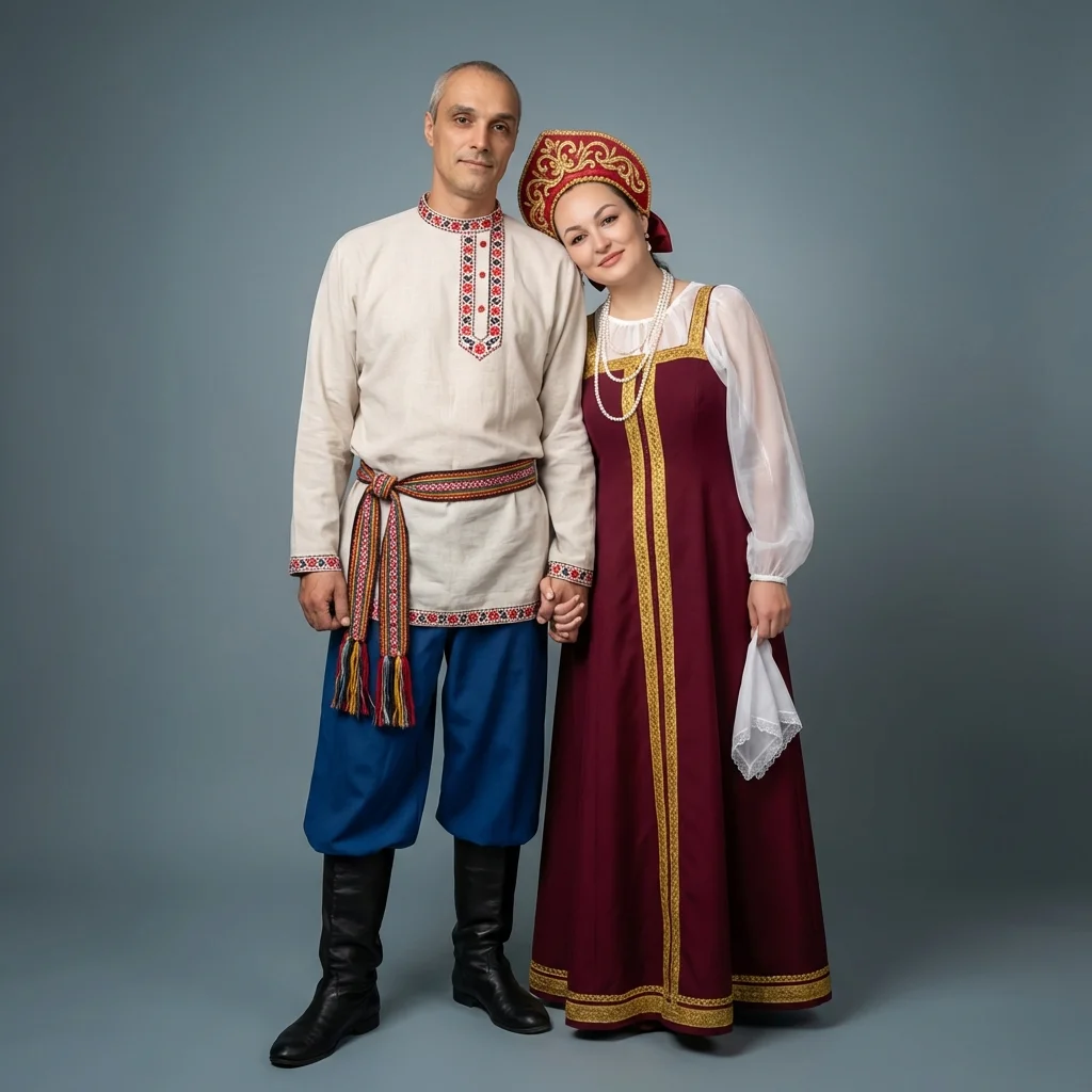 Парные фото в русском стиле  мужчина и женщина 