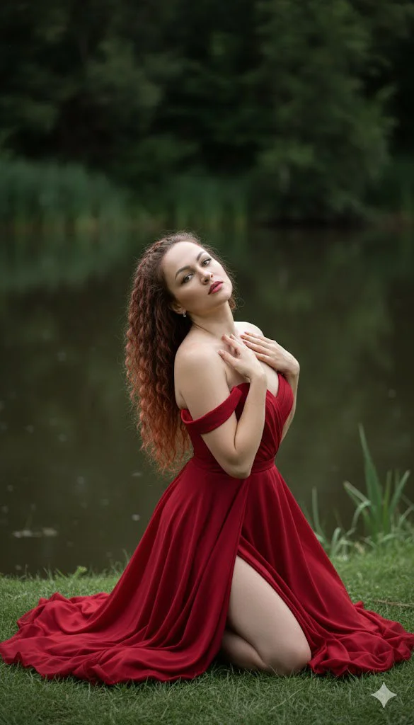 ИИ-фотосессия — Алое пламя у воды