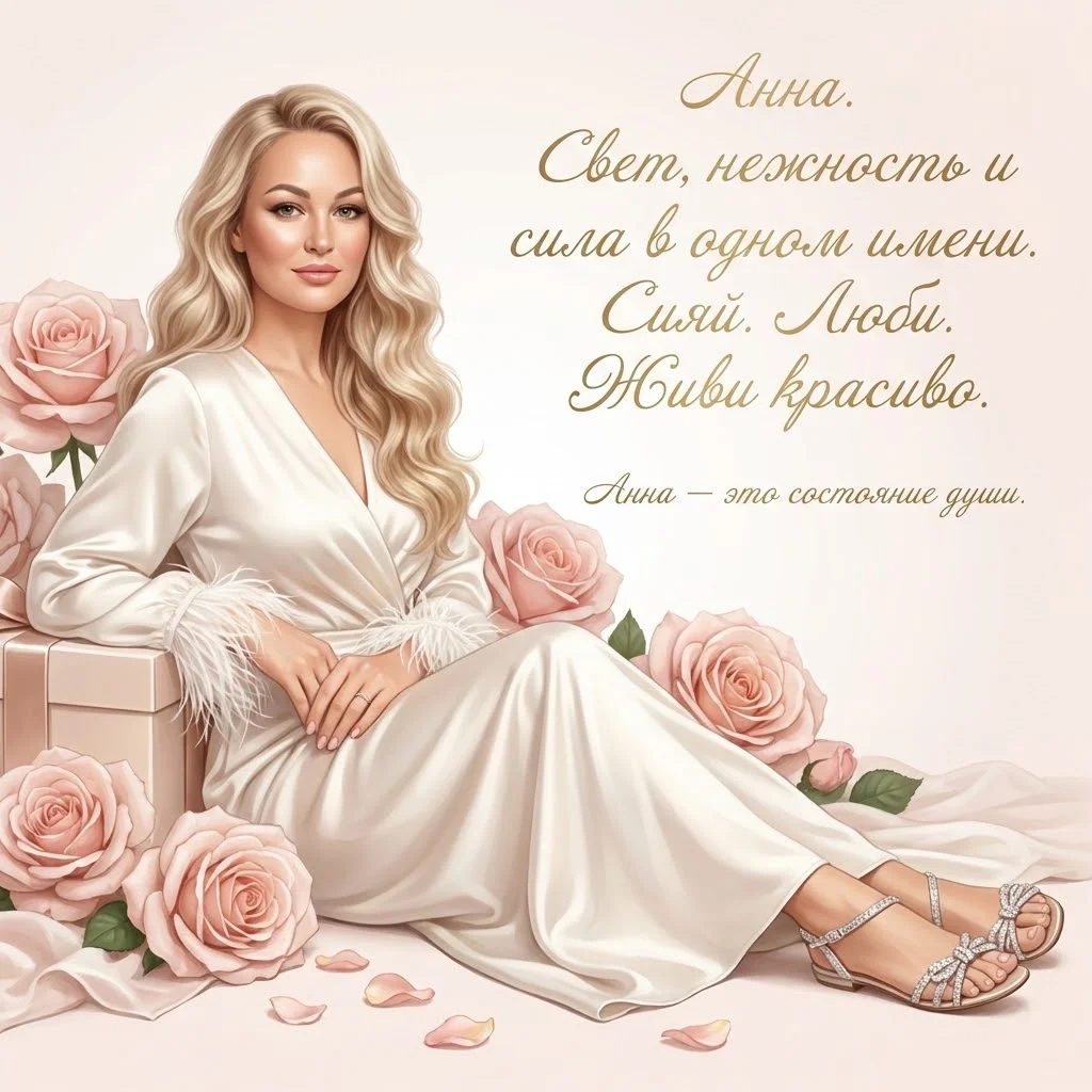 Открытка с именем   Анна  и вашим фото 