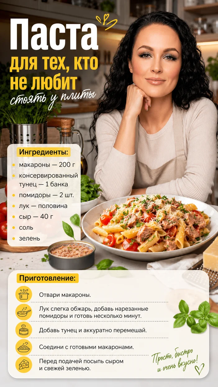 Фотосессия пасты с тунцом для быстрого обеда