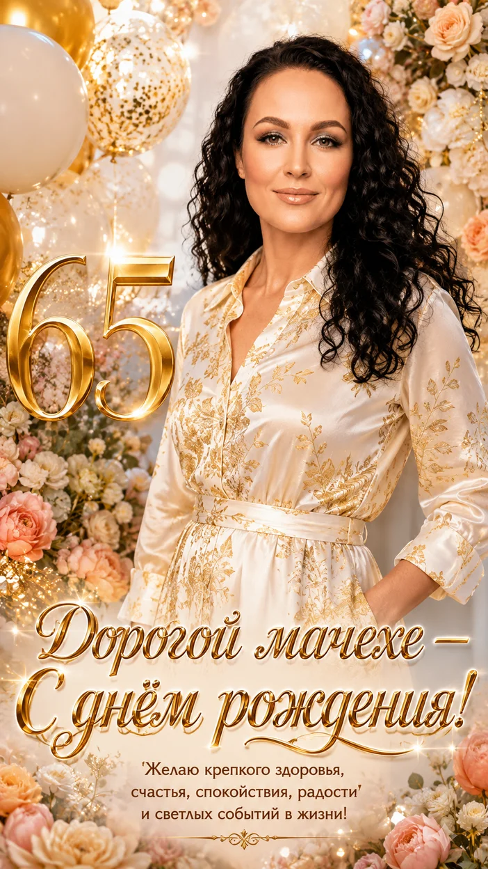 Фотооткрытка для мачехи с поздравлением "С днём рождения!"