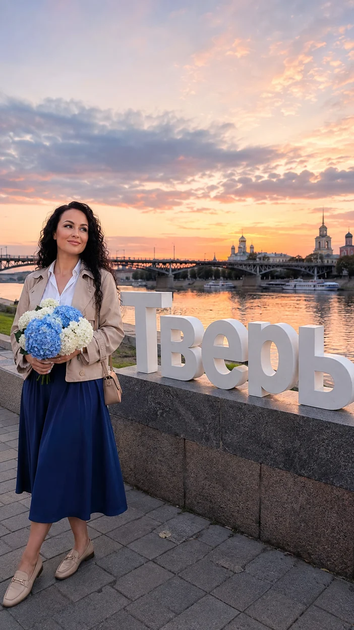 Фотосессия девушки в Твери на набережной