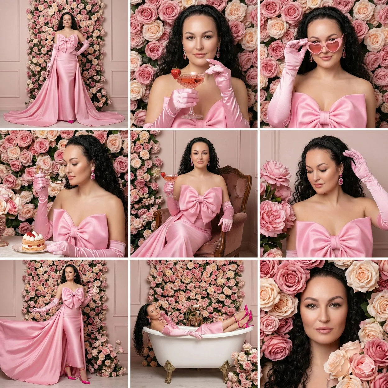  Название коллажа: Розовый гламур среди роз