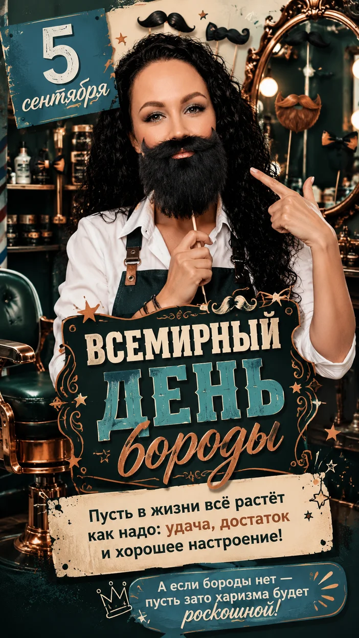Фотосессия яркая юмористическая открытка к Всемирному дню бороды