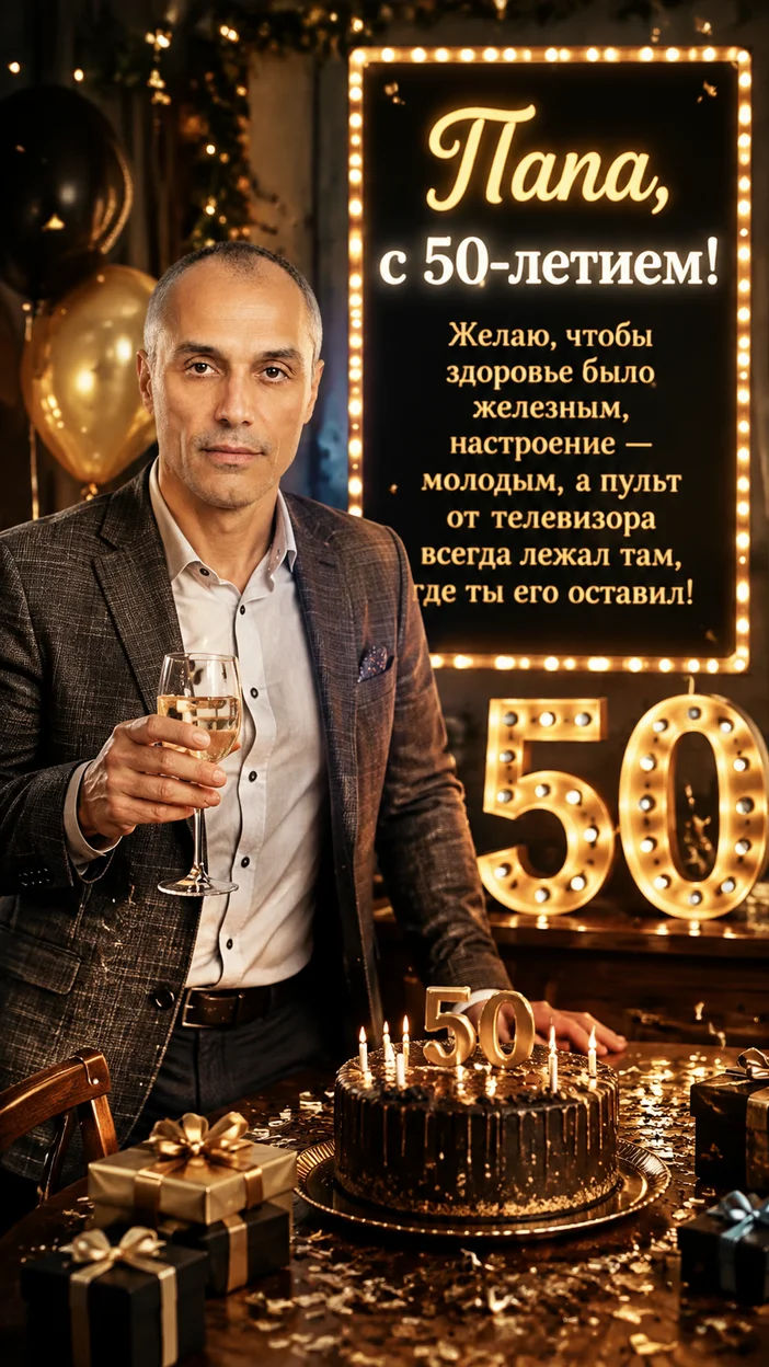 Папе 47 лет — поздравление от дочери или сына, короткие стихи, тёплые пожелания и открытка