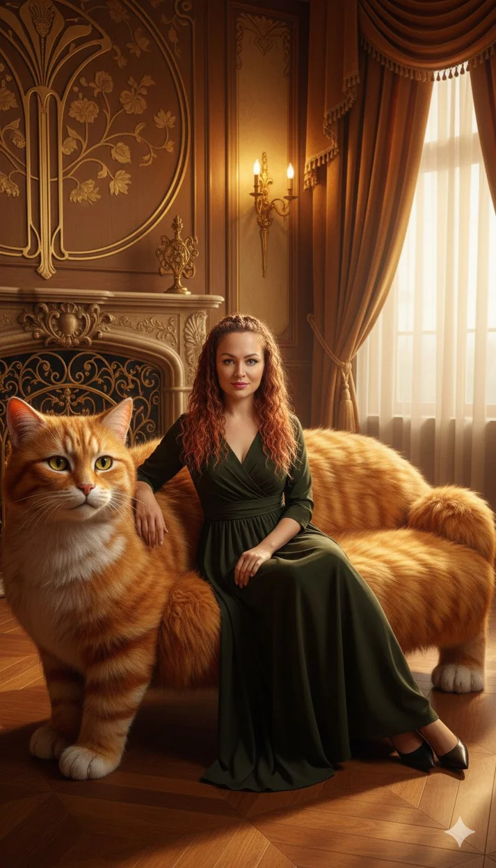 ИИ-фотосессия — Кошачий уют Ар-нуво