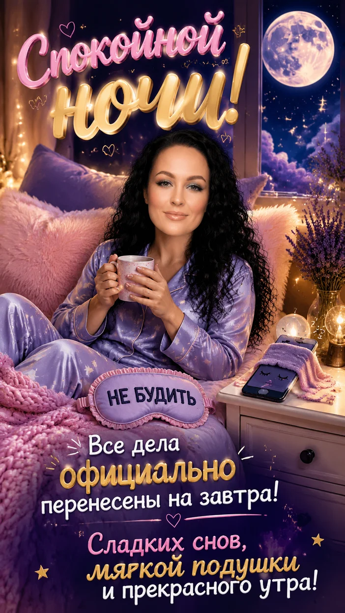 Фотосессия спокойной ночи с женщиной