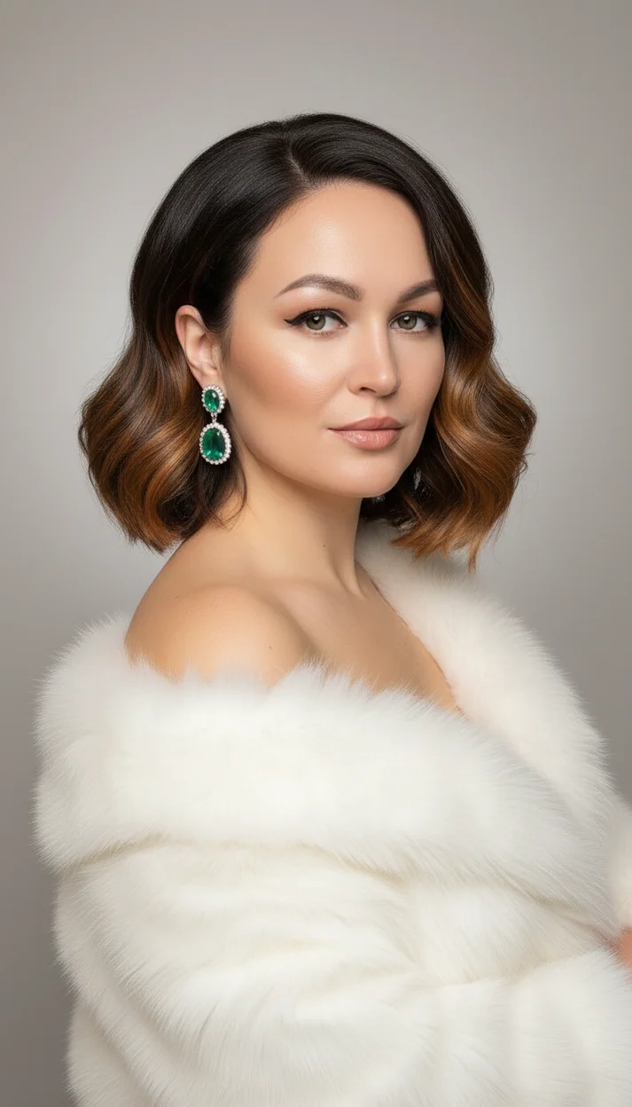 Элегантный градуированный боб с тёплой карамельной растяжкой