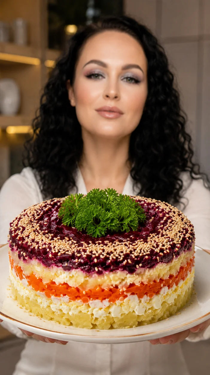  Слоёный салат с кунжутом 