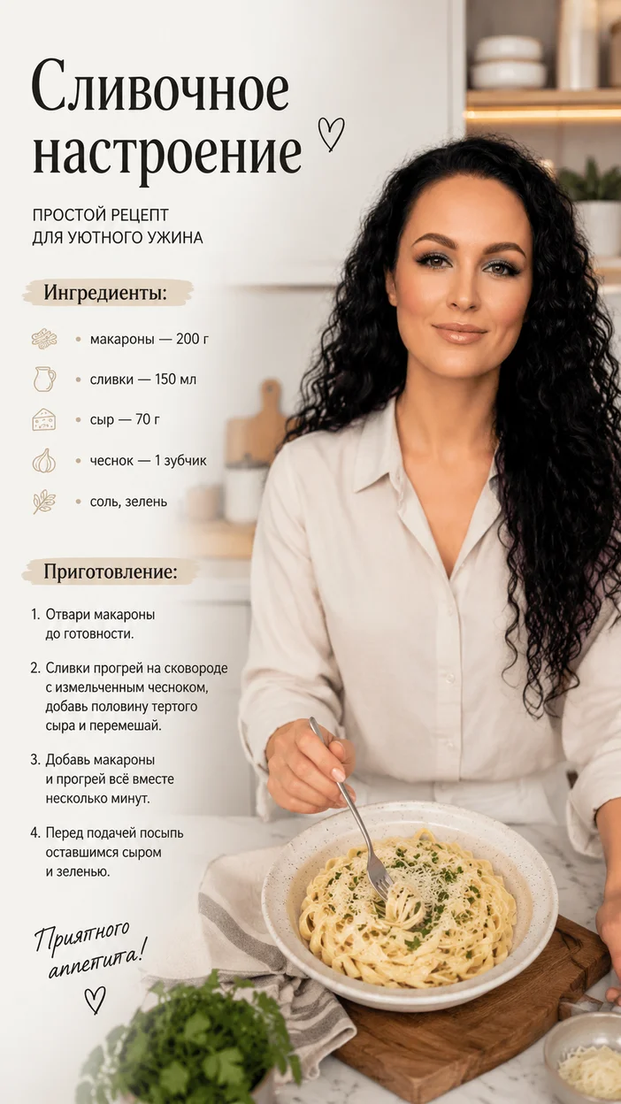 Фотосессия сливочной пасты на современной кухне