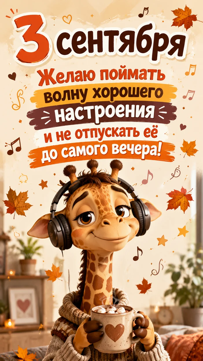 Фотосессия жирафа в наушниках