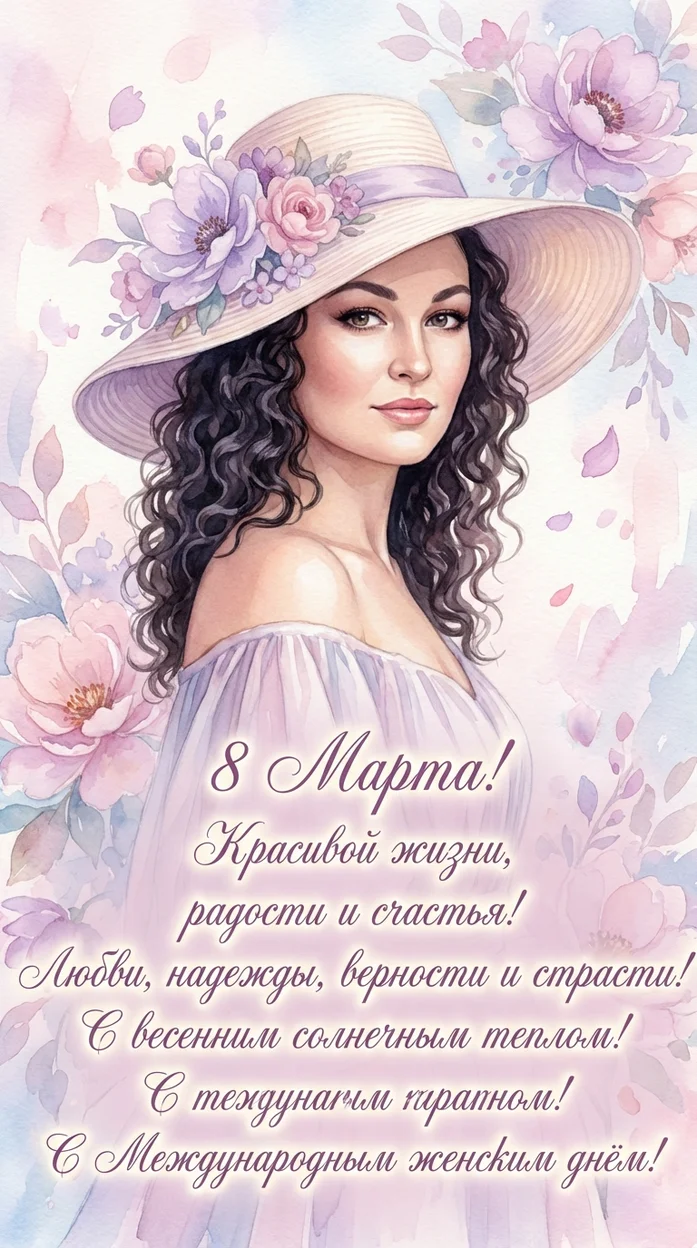 праздничная открытка к 8 Марта с вашим фото 