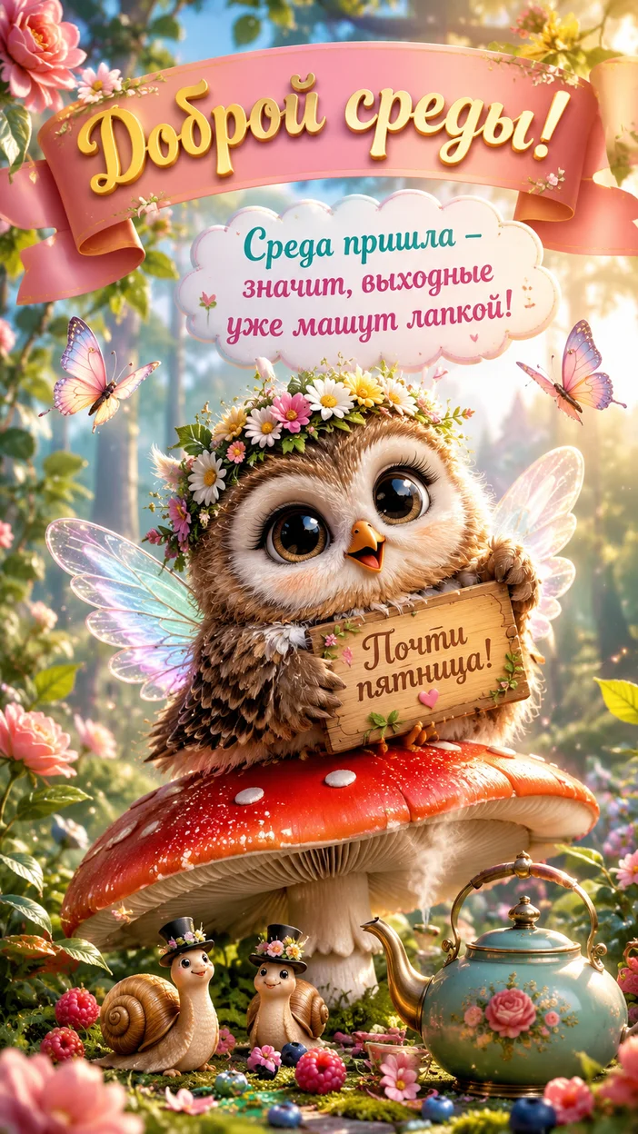 Фотооткрытка друзьям с текстом "Доброй среды!"